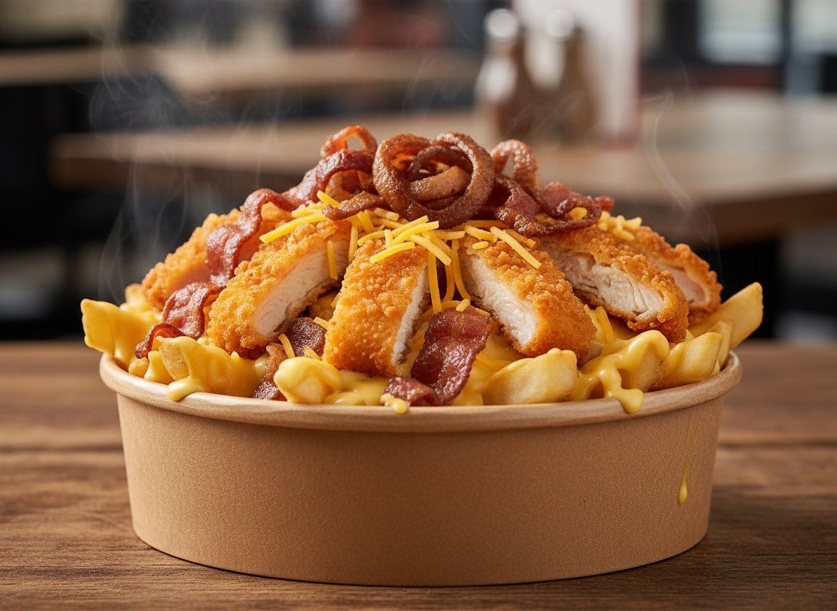 Firefly_Gemini Flash_bowl en carton sans inscription avec Frites, sauce fromagère, cheddar, tenders1 de po 126208